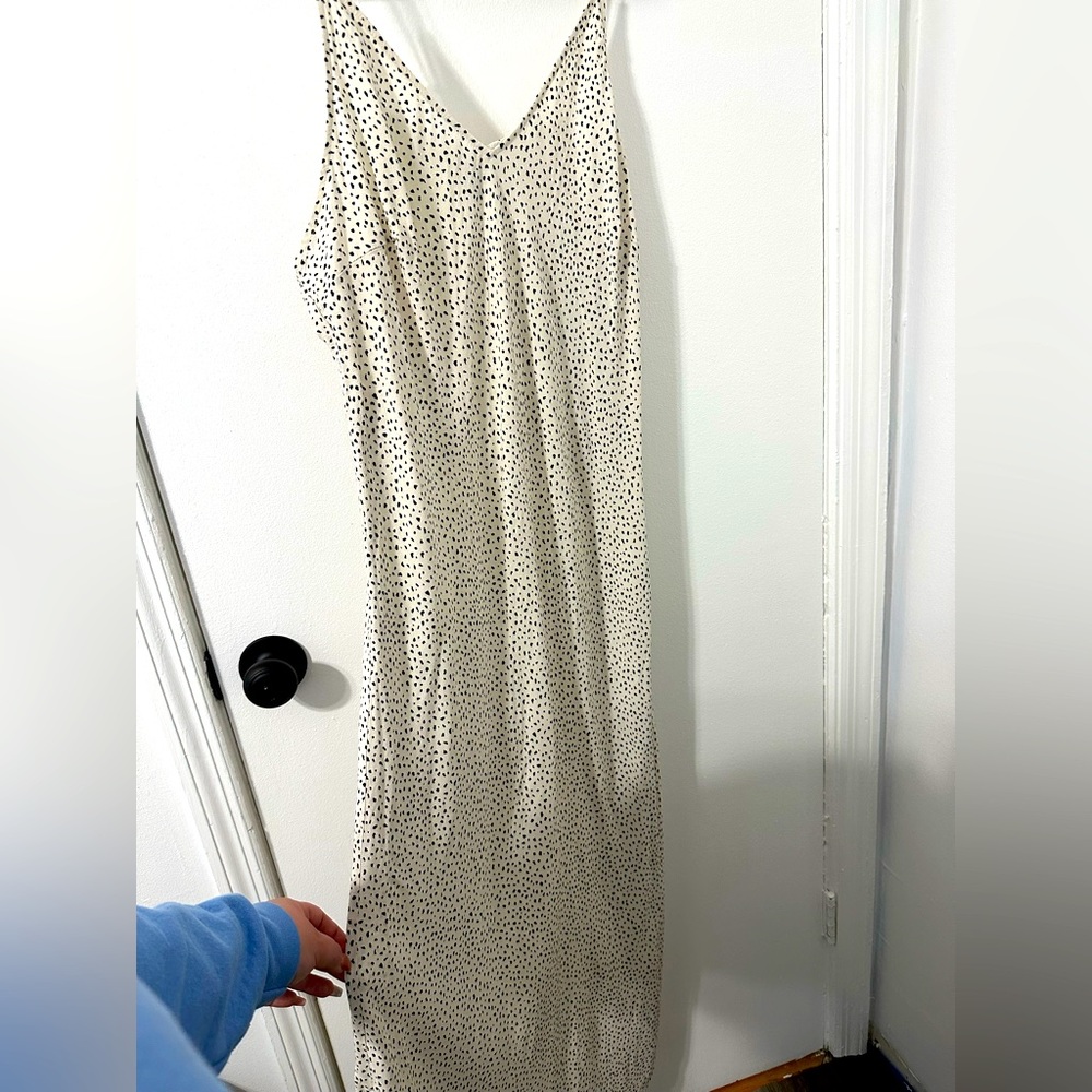Animal print black and off white Maxi slip dress with 2 leg slits